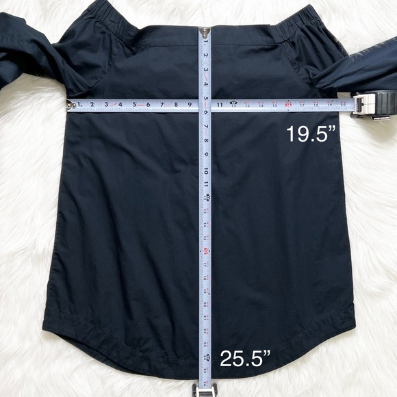 Free People Tie Sleeve Off The Shoulder Strapless Navy Blue Top - Picture 13 of 13